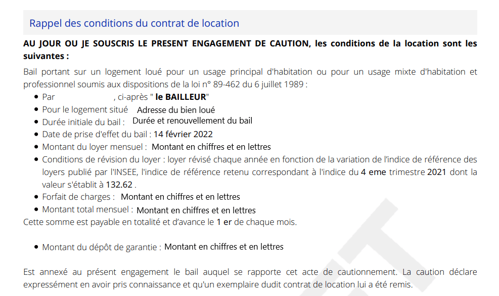 acte de cautionnement acte de cautionnement